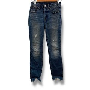 Lucky Brand Bridgette High Rise Medium Wash‎ Distressed Skinny Jeans Sz 0/25